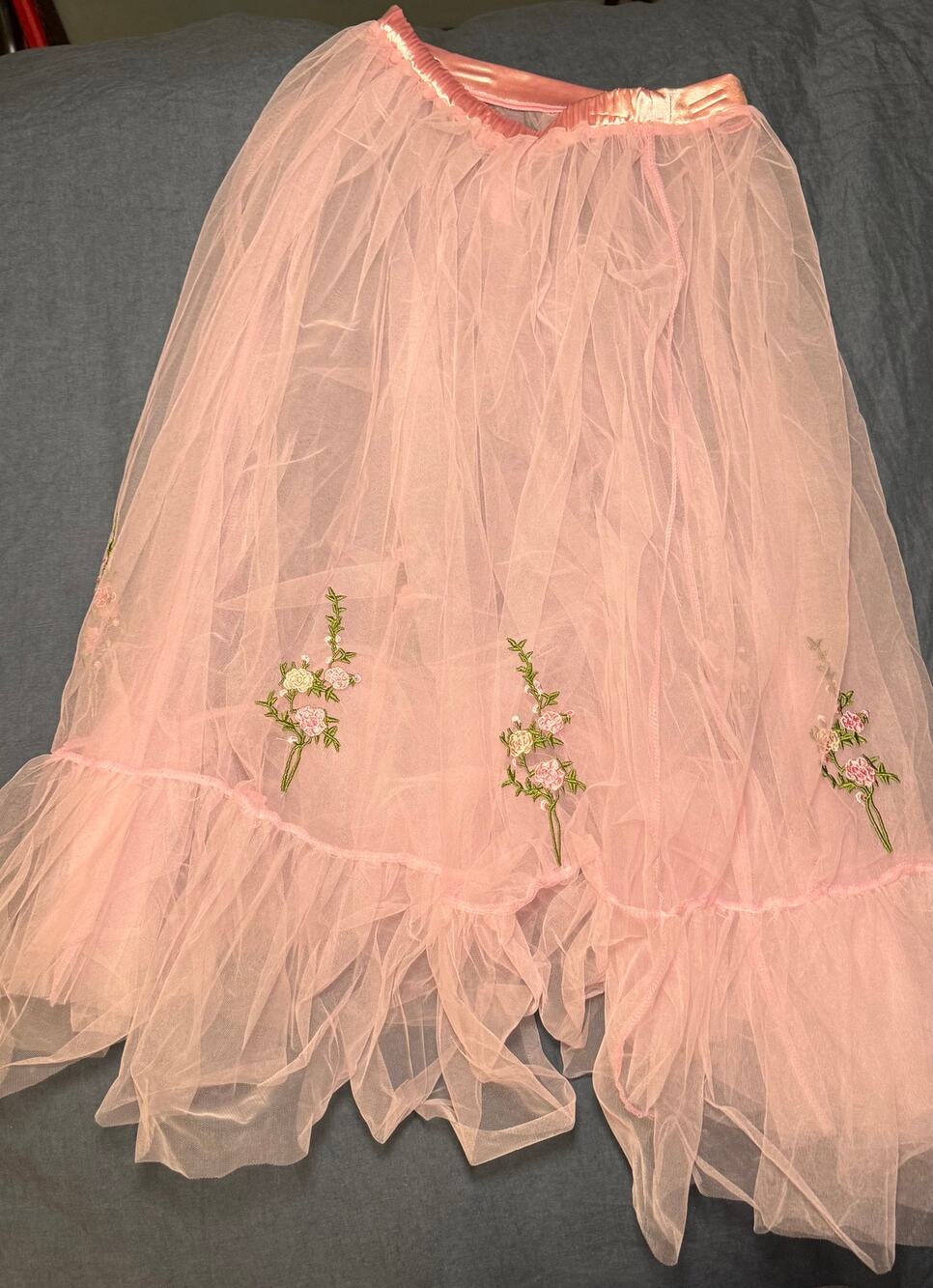 Dolls Kill Sugar Thrillz Pink Floral Tulle Midi Skirt Size S